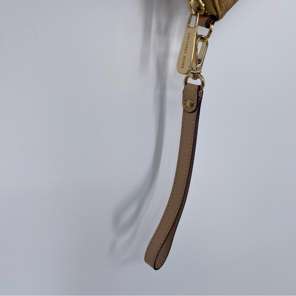 Michael Kors Gold Logo Wristlet Zip Wallet with Card Slots - Picture 3 of 6